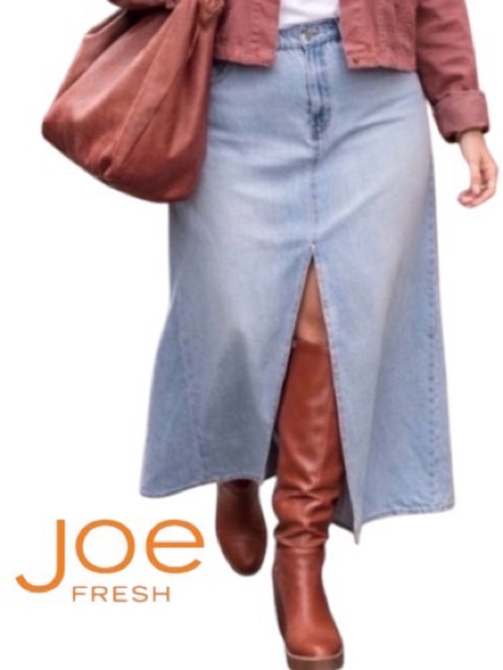 22W Joe Fresh Light Wash Denim Maxi Skirt NWT